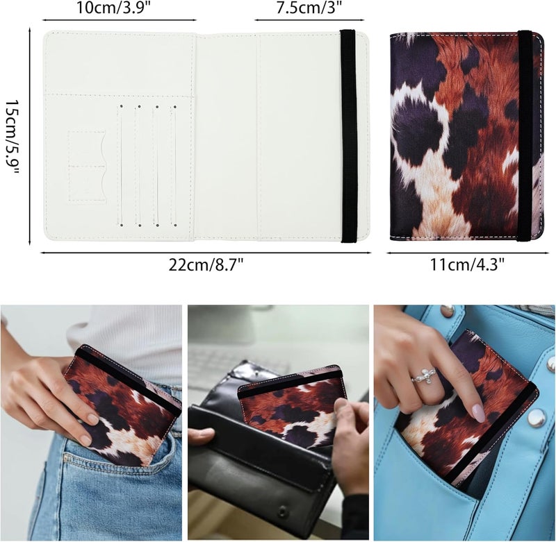 bassyil Passport Holder for Women and Men PU Leather Passport Cover for Travel (Cow Print) - Image 4